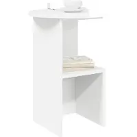 vidaXL Table d'appoint blanche brillante Ø 39,5 x 55 cm en aggloméré