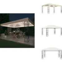 vidaXL Tente de jardin avec guirlande lumineuse LED 3 x 4 m, tissu crème - Tentes de jardin et tentes de réception