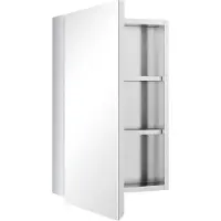 OEM Miroir de salle de bains - Acier inoxydable - 1 porte miroir - 2 étagères - 60 cm de hauteur