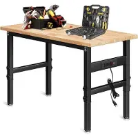 OEM Établi modulable - Plan de travail en bois avec prises électriques pour le garage, la maison et le bureau