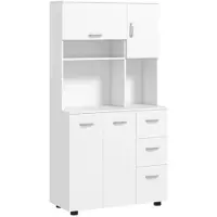 OEM Étagère de rangement pour cuisine - 3 modules - 3 tiroirs - Blanc - 89 x 39,5 x 168 cm