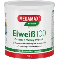 MEGAMAX Nutrition Protéine 100 poudre saveur framboise, 750 g de poudre