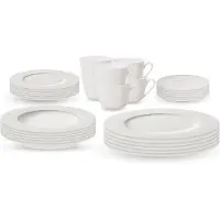 Markenlos Service de table en porcelaine, 6 pièces, blanc