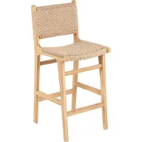 Markenlos Tabouret de bar Rootz Meno - Sièges d'extérieur - Tabouret de bar de style côtier - Teck écologique - 54 cm x 51 cm x 113 cm
