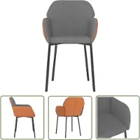 The Living Store : lot de 2 chaises de salle à manger en tissu et similicuir gris clair