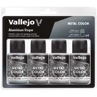 Vallejo Metal Color Set Aluminium Dope Wwi Et Débuts Wwii. 4 Flacons.-
