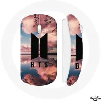 CAPACHEAP Souris Sans Fil Bangtan Sonyeondan BTS Logo Noir Fond Coucher de Soleil