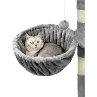 Lionto Nid pour arbre à chat, surface de repos avec cadre métallique robuste & revêtement en tissu, 40 cm de diamètre, 25 cm de profondeur, gris clair