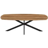 Meublorama Table basse TUNIS – Coloris bois de manguier – Table basse rectangulaire 130x70 cm – MDF & métal – Design original