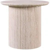 Meublorama Table basse VAGOS – Coloris chêne clair – Table basse ronde Ø50 cm – MDF – Design moderne et naturel
