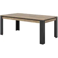 Meublorama Table de salle à manger 8 personnes MEUNIER – Chêne & noir Mat, 195×77×100 cm