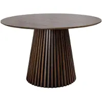 Meublorama Table de salle à manger KANOVA 120 cm – Plateau rond en chêne foncé et pied central design – Style contemporain