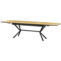 Meublorama Table de salle à manger GRANI – Placage chêne clair et métal – 180-270 cm – Extensible