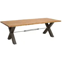 Meublorama Table de salle à manger CAVARA – Chêne sauvage et métal noir – 240 cm – Style industriel