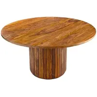 Meublorama Table de salle à manger YONA ronde 120 cm – Table rustique en bois massif de sheesham