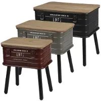 Meublorama Ensemble de 3 tables d'appoint métalliques multicolore au style industriel collection AREA