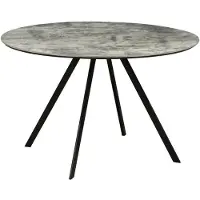 Meublorama Table de salle à manger SOREN – Aspect pierre et métal – 120 cm – Ronde – Style moderne
