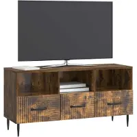 vidaXL Meuble TV en chêne fumé 102 x 34,5 x 50 cm en aggloméré