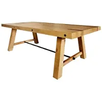 Meublorama Table de salle à manger RANCHO – Bois de pin recyclé verni – 240 cm – Style rustique