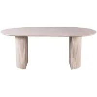 Meublorama Table à manger ovale VAGOS – 200 x 100 cm – Coloris travertin – Design contemporain effet pierre