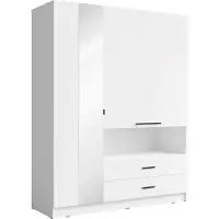 Meublorama Armoire 3 portes MEIJE – 158,3 x 200 x 54,6 cm – Coloris blanc