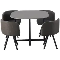 Meublorama Ensemble table et 4 chaises ORBENA – Coloris gris mat – Table 100x100 cm – Design moderne et compact
