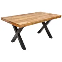 Meublorama Table de salle à manger LODEN – Bois massif de manguier verni – 160 cm – Style industriel