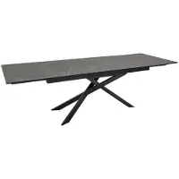 Meublorama Table de salle à manger STELIX 180–220–260 cm – Plateau en céramique anthracite et verre trempé – Extensible