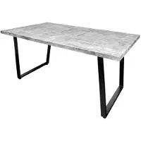 Meublorama Table de salle à manger MERAX 160 cm – Plateau effet béton gris et structure en métal noir