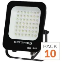 Silamp Projecteur LED extérieur SMD, 30W, IP65, noir - Pack de 10 - Lumière blanche neutre, 4000K - 5500K