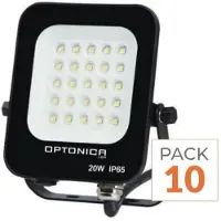 Silamp Projecteur LED extérieur SMD 20W, indice de protection IP65, couleur noire - Pack de 10 - Lumière chaude 2300K - 3500K