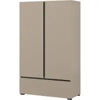 Meublorama Armoire de rangement HAVANA beige et noir 2 portes 1 tiroir – Élégance discrète et gain de place