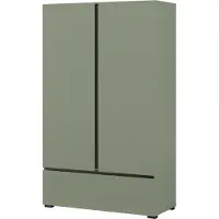 Meublorama Armoire de rangement HAVANA – 2 portes 1 tiroir – Coloris vert sauge et noir – Design moderne et compact