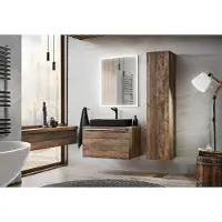 Meublorama Plan vasque VANTA chêne foncé 80 cm – Tablette de salle de bain