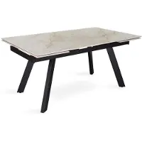 Meublorama Table extensible LAROS – 160 à 240 cm – Plateau en pierre marbré beige – Structure métal – Design haut de gamme