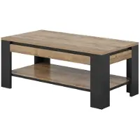 Meublorama Table Basse collection MEUNIER – Chêne Samdal & noir mat, 120×49×60 cm