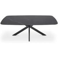 Meublorama Table basse ARVENA – Table basse rectangulaire 130x70 cm – Pierre noire & métal – Design élégant et contemporain