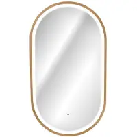 Meublorama Miroir salle de bain LED doré ovale 90x50 cm design