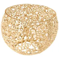 Meublorama Table basse METRIX dorée 53 cm avec motif organique géométrique – Table basse design en aluminium