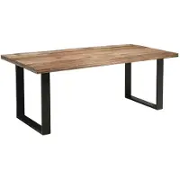 Meublorama Table LODEN 180 cm – Plateau en bois massif de manguier et pieds en métal noir