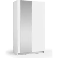 Meublorama Armoire LYSIA 2 portes coulissantes avec miroir – 100 x 182 x 55 cm – Coloris blanc
