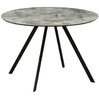 Meublorama Table de salle à manger SOREN – Aspect pierre et métal – 100 cm – Ronde – Style moderne
