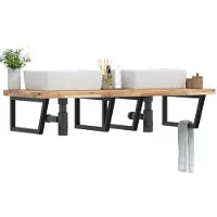 vidaXL Etagère de lavabo murale acier et acacia - miroir de salle de bain 3302919