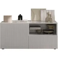 Meublorama Meuble TV SCENA – L121 x H57 x P42 cm – Blanc laqué brillant