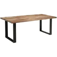 Meublorama Table de salle à manger LODEN 200 cm – Plateau en bois massif de manguier et pieds en métal noir