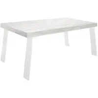 Meublorama Table de salle à manger SPRING – L168 x H88 x l78 cm – Chêne pino et métal blanc