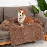 OEM Tapis imperméable pour chien avec sangles de sécurité, protection pour canapé, couvertures durables en peluche pour chien, housse imperméable pour panier de chien, pour chiens et chats à poil brun (S)