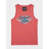 KOROSHI T-Shirt bleu / corail / noir / blanc