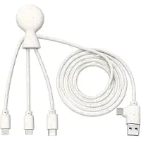 Xoopar Câble MrLong USB A+C / microUSB & USB C & Lightning 2.1A 1m FastCharge 10.5W Blanc - Eco-responsable