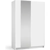 Meublorama Armoire LYSIA 2 portes coulissantes avec miroir – 120 x 182 x 55 cm – Coloris blanc